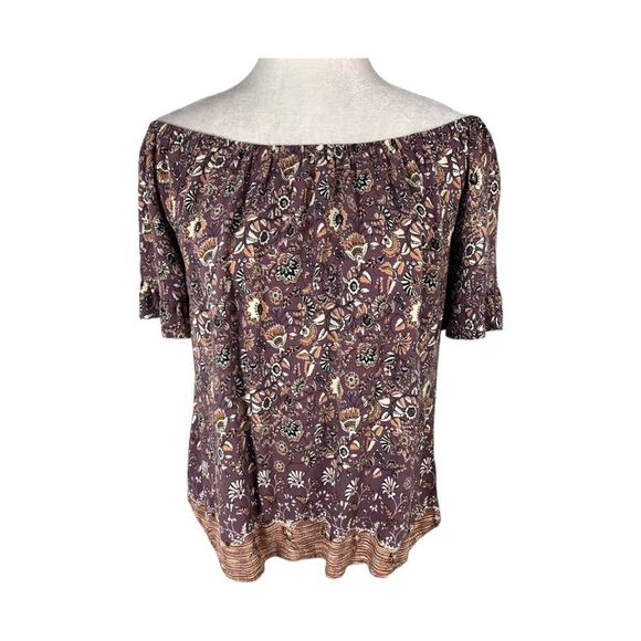 Knox Rose Tops - Knox Rose Purple Floral Off Shoulder Top